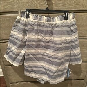 ANTONIO MELANI Navy and Cream Striped Blouse